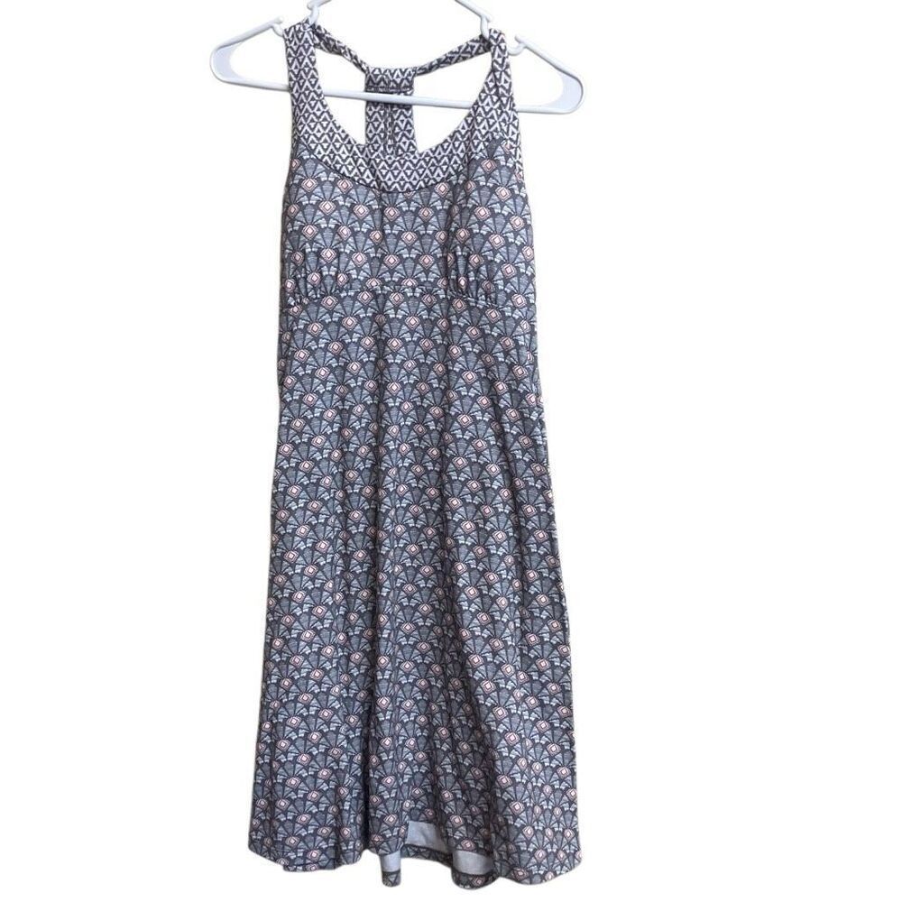 617. Prana geometic patterned athletic midi dress padded bra size small